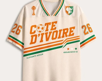 Camisa de Futebol da Costa do Marfim, Camisa Retrô da Costa do Marfim, Camisa Personalizada com Nome e Número, Presente para Fã de Futebol dos Elephants