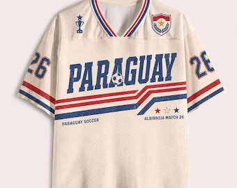 Paraguay Soccer Jersey, Retro Albirroja Shirt, Custom Name Number Jersey, Paraguayan Football Fan Gift