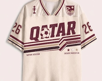 Camisa de futebol personalizada do Qatar, Camisa de futebol do Qatar personalizada, Camisa de torcedor do Qatar, Camisa para jogos no deserto, Presente de futebol para fãs