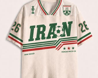 Camisa de Futebol do Irã, Camisa Retrô da Seleção Iraniana, Camisa Personalizada com Nome e Número, Presente para Fã de Futebol Iraniano, Camiseta de Jogo Persa
