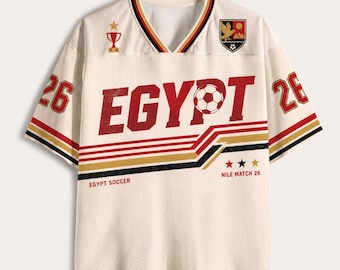 Camisa de Futebol do Egito, Camisa Retrô dos Faraós, Camisa Personalizada com Nome e Número, Presente para Fã de Futebol Egípcio
