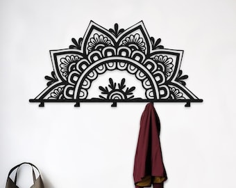 Boho Mandala Metal Coat Rack: Modern Wall Organizer