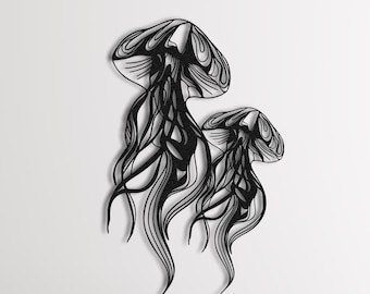 Metal Jellyfish Wall Art, Coastal Home Decor