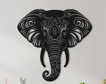 Elephant Metal Wall Art: Boho Tribal African Decor