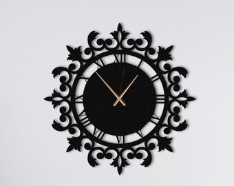 Laser Cut Metal Wall Clock: Elegant Black Home Decor