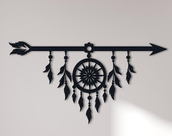 Boho Arrow Dreamcatcher: Laser Cut Metal Wall Art