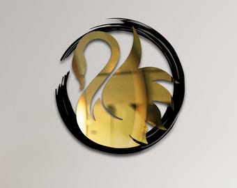 Modern Swan Metal Wall Decor, Plexiglass Art, Minimalist Home Design