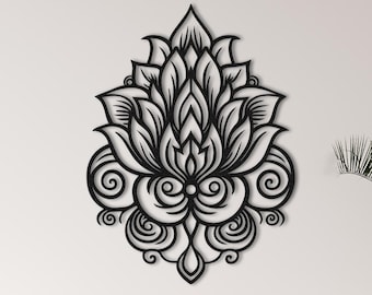 Metal Lotus Mandala Wall Art: Boho Yoga Decor
