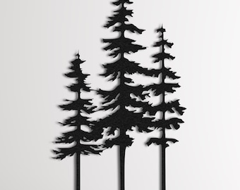 Metal Tree Wall Art: Forest Silhouette, Rustic Cabin Decor