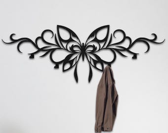Butterfly Metal Coat Rack: Decorative Entryway Organizer