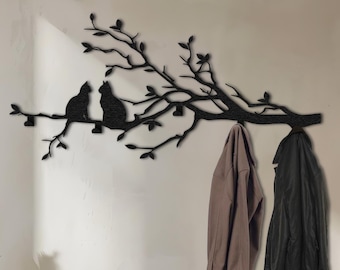 Modern Metal Bird Branch Coat Rack, Minimalist Entryway Organizer