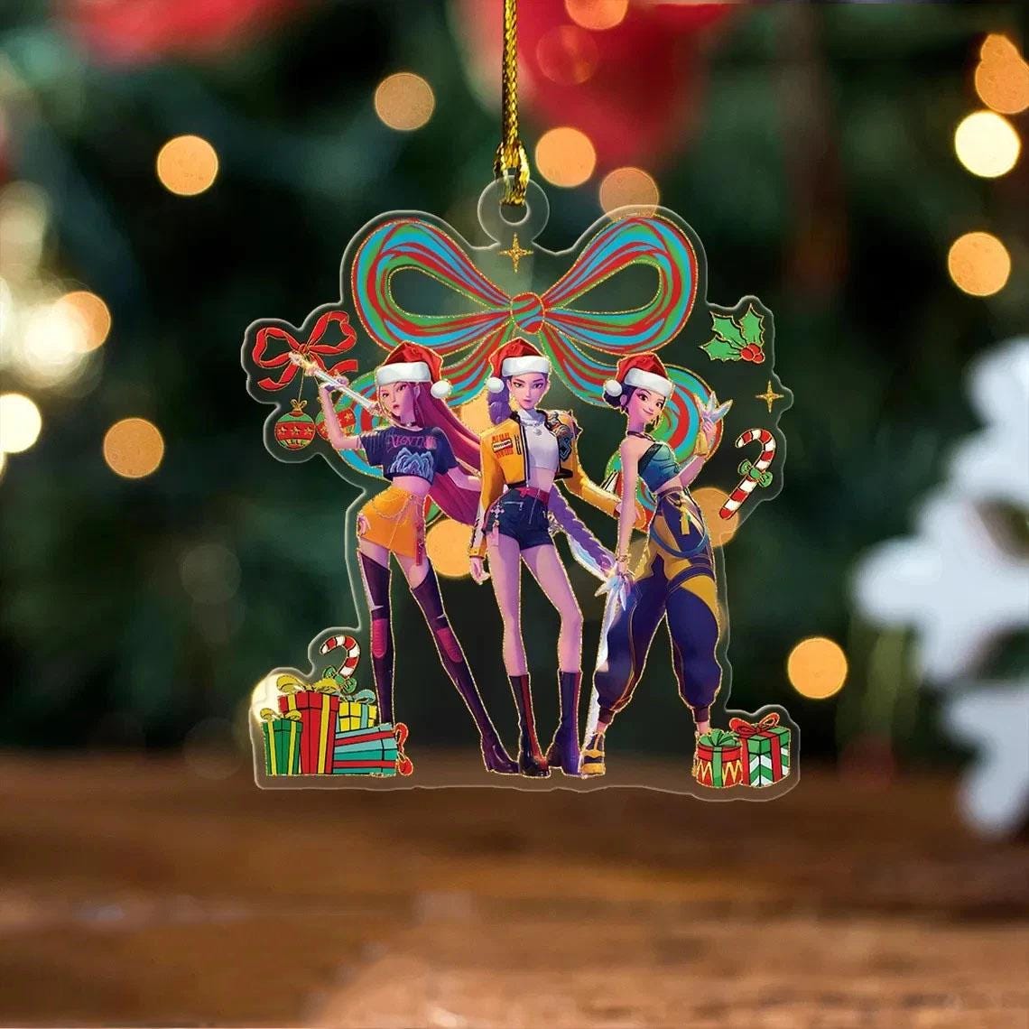 Discover Huntrix Kpop Christmas Demon Hunter Acrylic Ornament