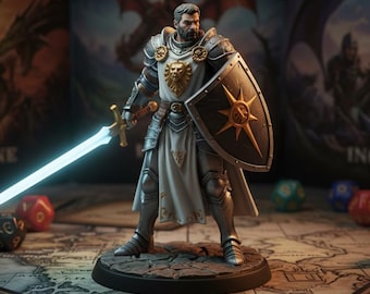 Human Paladin STL File | Fantasy Knight Statue | RPG Model (3D Printing Model)