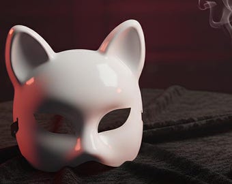 3D Printable Half Cat Mask STL File | Cosplay, Party (Digital Download)