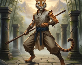 Tabaxi Monk STL | Feline Martial Artist 3D Print Model