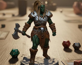 Female Orc Barbarian STL File | 3D Printing RPG Model