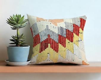 Geometrischer Chevron-Kissenbezug, modernes Dekokissen im gewebten Look