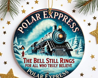 Adorno colgante navideño de tren Polar Express, letrero de pared redondo vintage, decoración navideña para árbol, cocina, dormitorio o habitación infantil.