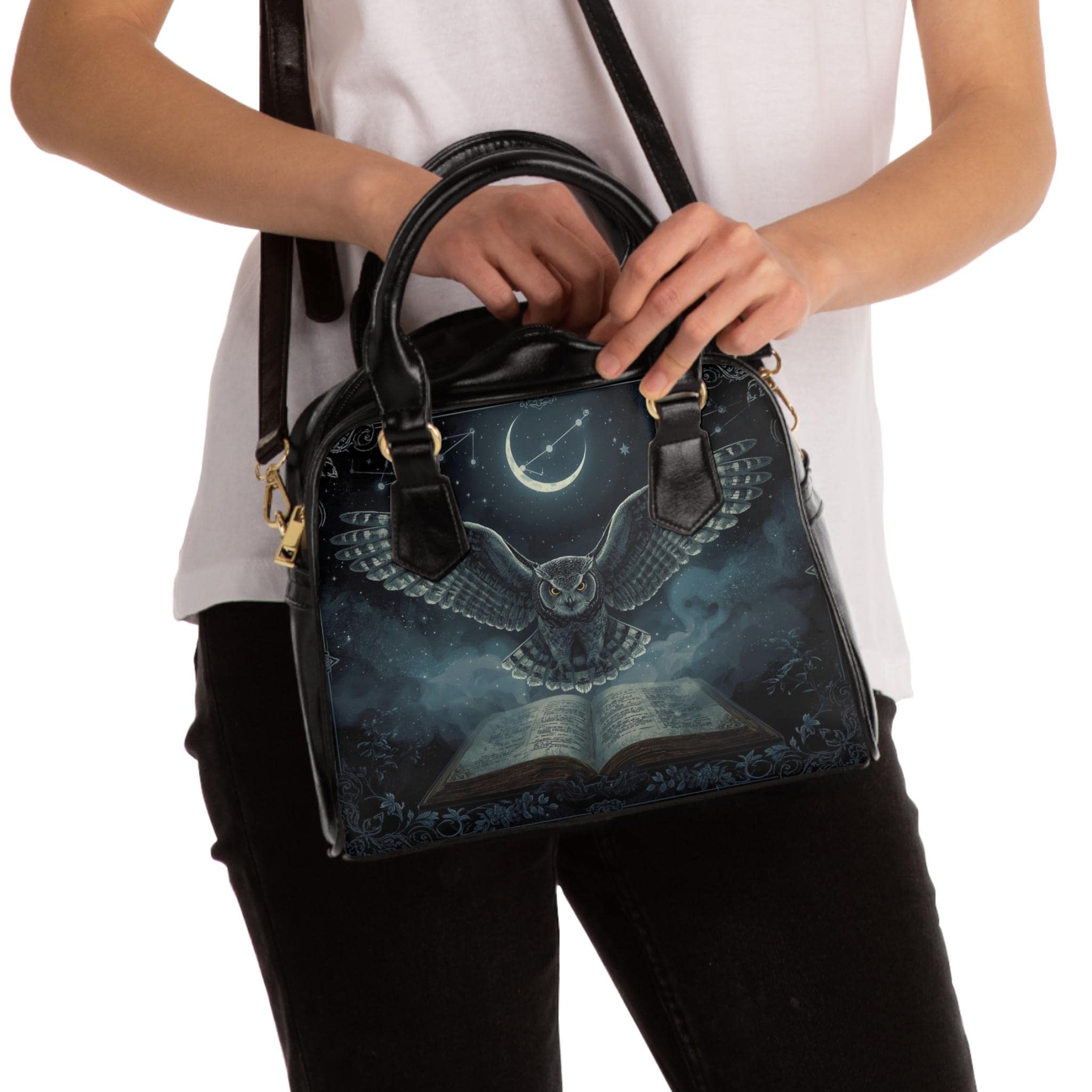 Crescent Owl of Enigma Shoulder Bag - Everyday Handbag - Gift for Witchy Woman - Witchy Bags