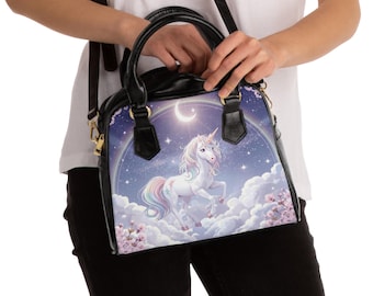 Borsa a tracolla Unicorno Celeste di Kawaii Wonder - Borsa in pelle PU - Regalo per gli amanti degli unicorni - Stile Fantasy Kawaii