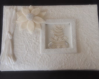 Wedding Guest Book Ivory Aster Choose Flower Color