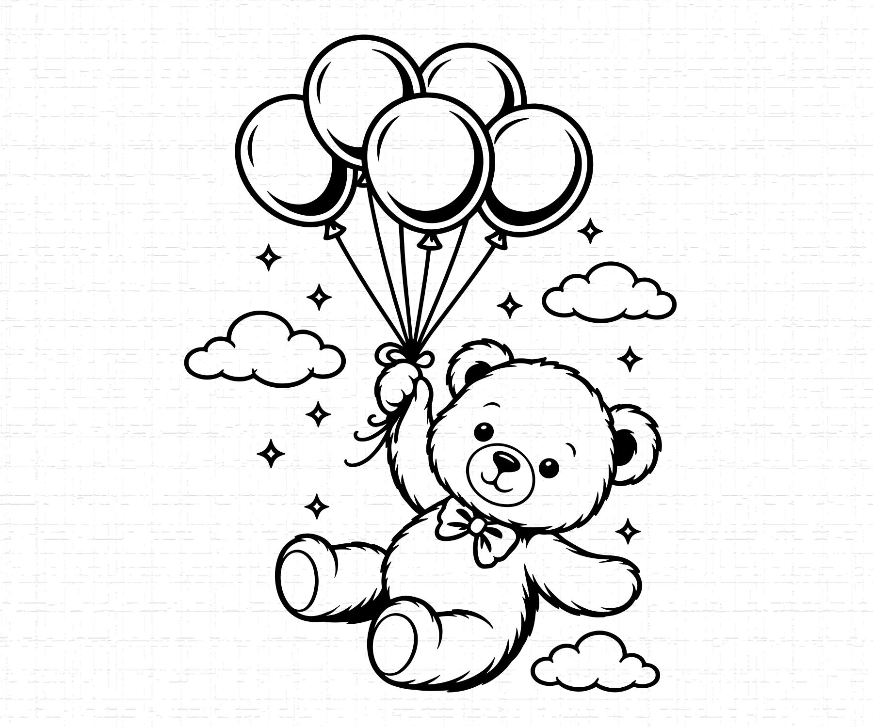 Teddy Bear With Balloon SVG, PNG, Baby Shower, Cute Nursery Design ...