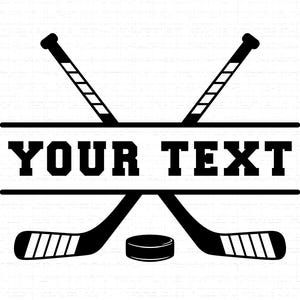 Hockey Split Monogram SVG, PNG: Crossed Sticks And Puck Logo, Hockey Player Gift, T-Shirt Design, Cut File, Instant Download