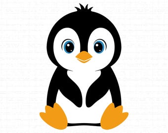 Cute Baby Penguin SVG: T-Shirt Design, Winter Clipart, Kids Graphic, Baby Shower, Cut Files, SVG, PNG, Instant Download
