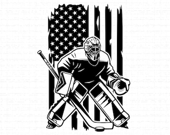 Hockey Usa Distressed Flag SVG: Patriotic T-Shirt Design, Hockey Mascot, Cut Files, SVG, PNG, Instant Download