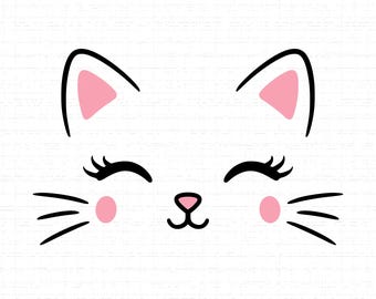 Cute Cat Face SVG: T-Shirt Design, Kitten Head, Animal Clipart, Kawaii Cat, Cut Files, SVG, PNG, Instant Download