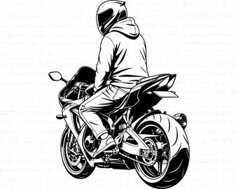 Moto da corsa SVG: design per maglietta, moto, regalo per motociclisti, superbike, moto sportiva, file tagliati, SVG, PNG, download istantaneo