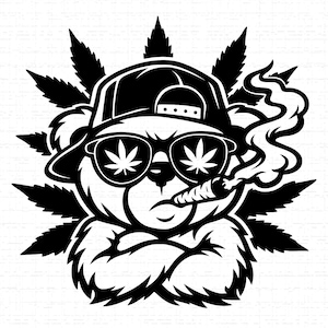 Rasta Teddy Smoking Weed SVG, PNG: High Life, Ganja, Cannabis Leaf, Bad Boy Bear, Reggae Vibes, T-Shirt Design, Cut File, Instant Download