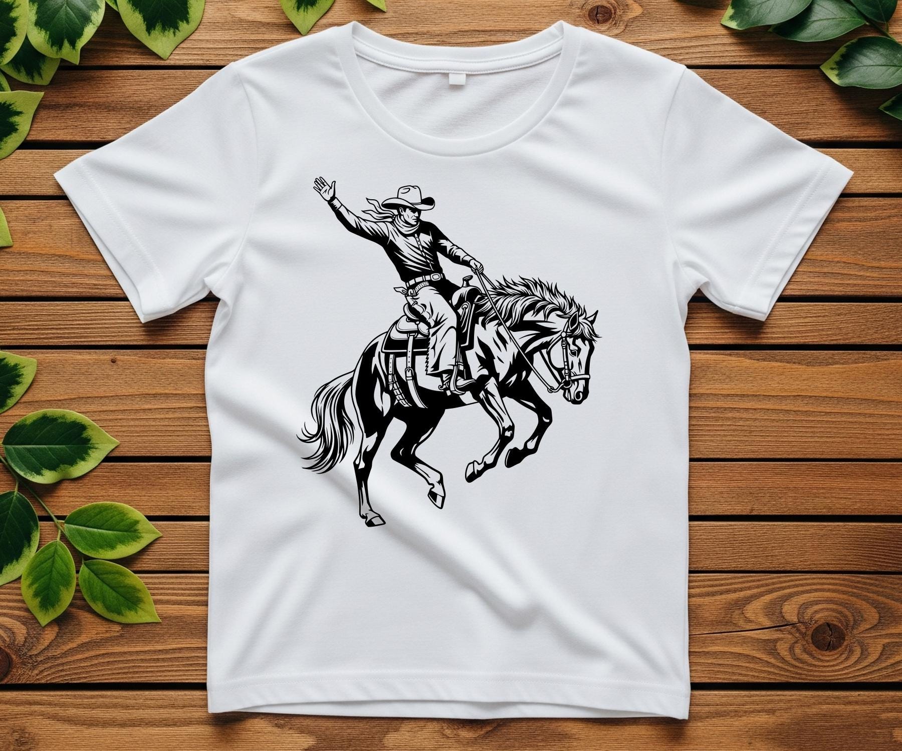 Rodeo Cowboy SVG: Bronc Riding Silhouette, T-shirt Design, Western ...