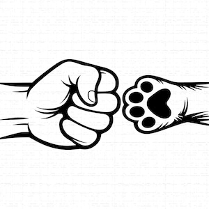 Vuist hobbel hond poot SVG, png, mens en huisdier vriendschap ontwerp, schattige dierenliefhebber afbeelding, reddingskat, hond vader moeder cadeau shirt gesneden bestand
