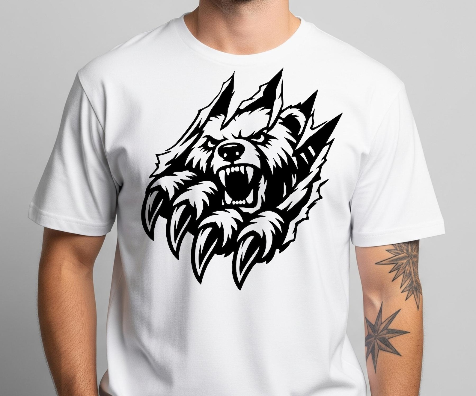 Taz Ripping Through Grizzly Bear Scratch Claw Ripping Through Wall SVG, PNG: Beast Mode ...
