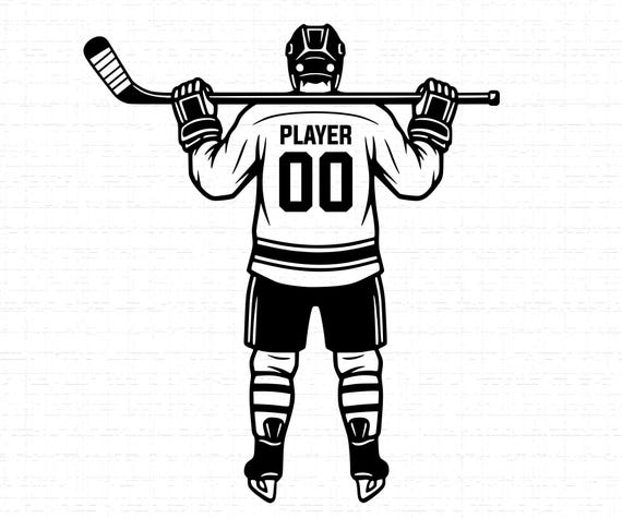 Ice Hockey Player SVG: Jersey Number Custom Text, T-Shirt Design, Hockey Mascot, Sport, Cut Files, SVG, PNG, Instant Download