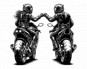 Coppia di motociclisti che si baciano in formato SVG, PNG: Motociclette sportive, Vita da motociclista, Andare in giro insieme, Design per maglietta, File di taglio, Download immediato