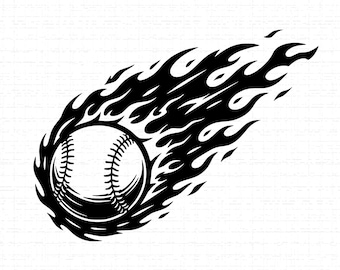 Flaming Baseball SVG: T-Shirt Design, Sports Fire, Softball, Team Mascot, Fire Graphic, Cut Files, SVG, PNG, Instant Download