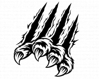 Klomärken SVG, PNG: Djurskrapa, Vilddjur, Björnklo, Rippande Effekt, T-shirt Design, Klippfil, Omedelbar Nedladdning