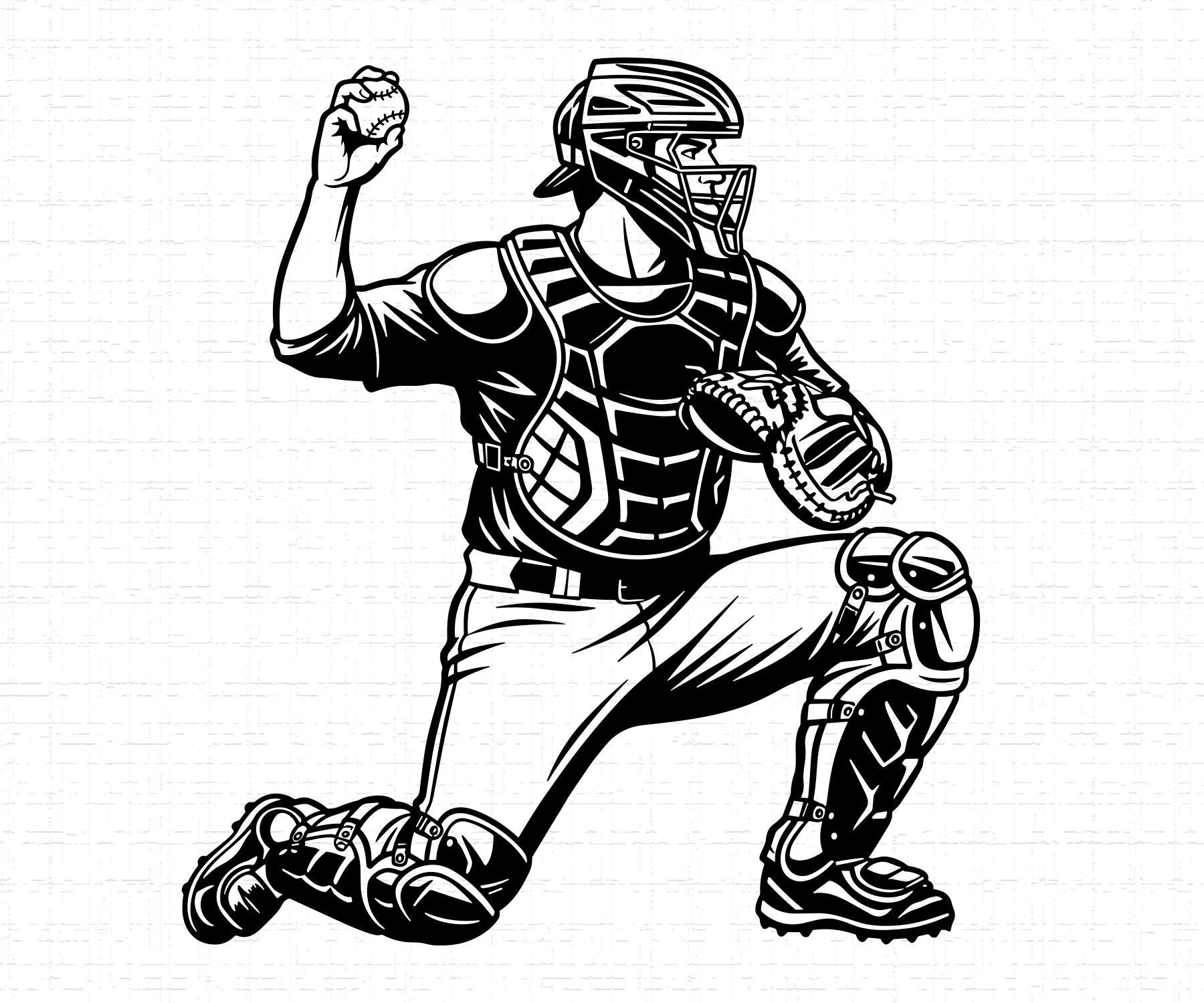 Baseball Catcher SVG, PNG, Professional Player Action, Softball Team ...
