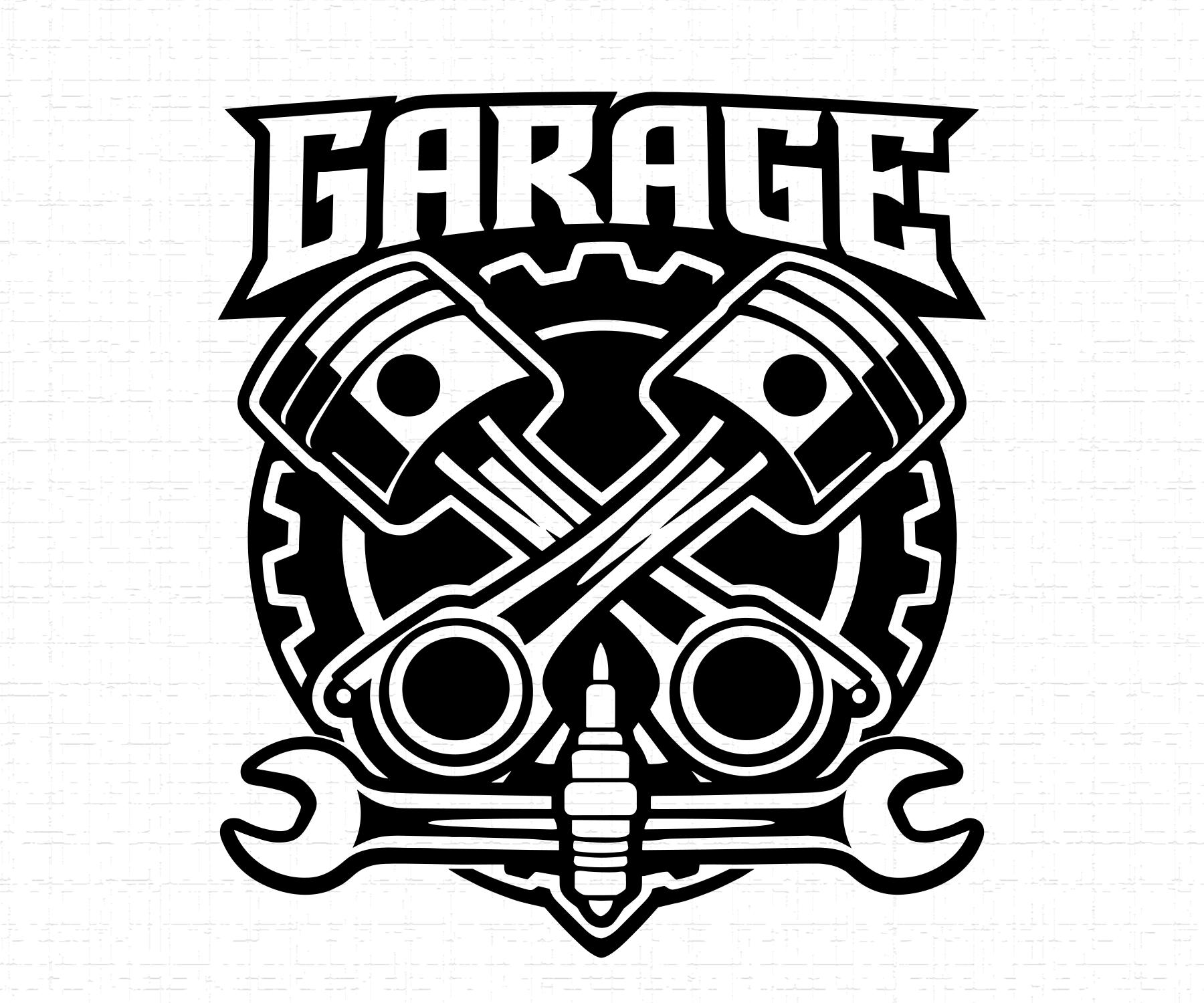 Garage Piston Logo SVG, PNG, Crossed Engine Pistons Emblem, Mechanic Workshop Badge, Automotive Repair Decor, Car Lover Design, Cricut File