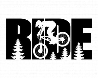 Ride Bicycle Logo SVG: T-Shirt Design, Cyclist Gift, Mountain Biking, Cycling, Bike Life, Cut Files, SVG, PNG, Instant Download