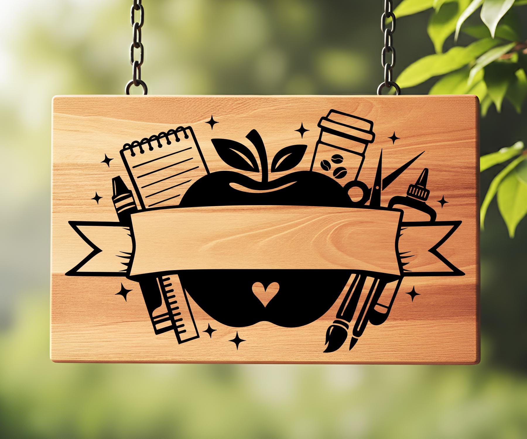 Teacher Split Monogram SVG, PNG, School Apple Frame Design, Classroom ...