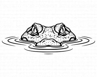 Peeking Alligator SVG: Crocodile Head, T-Shirt Design, Swamp Animal, Alligator Hunter, Cut Files, SVG, PNG, Instant Download