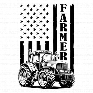Farmer Usa Flag SVG: Patriotic Farm Life, Farmhouse Decor, Tractor, 4th of July, Cut Files, SVG, PNG, Instant Download