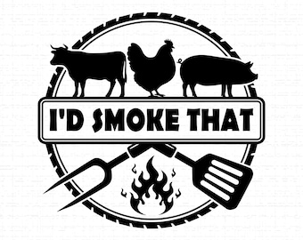 SVG "Id Smoke That": Frase para barbacoa, parrilla y ahumador, cocina, diseño para camisetas, decoración de cocina, archivos de corte, SVG, PNG, descarga instantánea