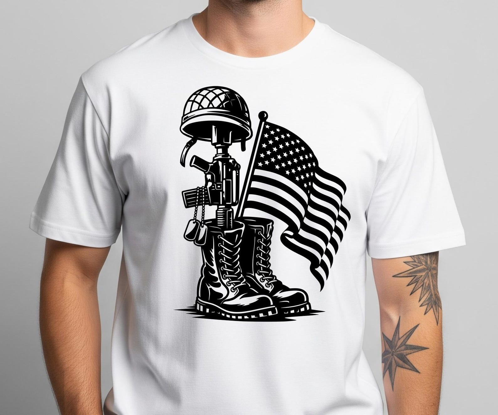 Fallen Soldier Tribute Boots Rifle Helmet and Flag SVG, PNG, Memorial ...