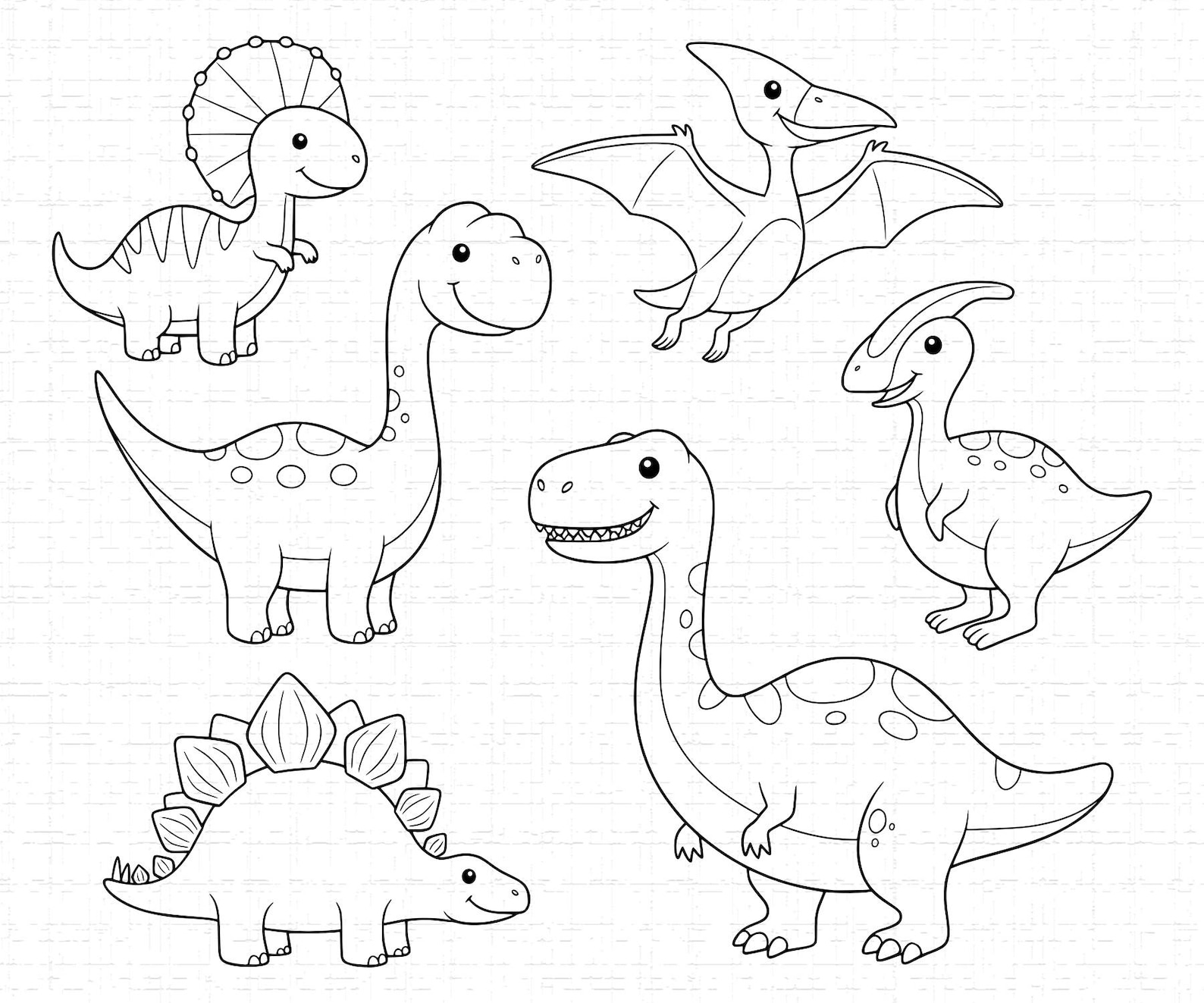 Cute Dinosaur SVG Bundle: Dino Clipart for Kids and Nursery Decor ...