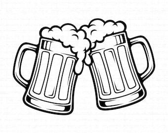 乾杯ビールジョッキSVG：Tシャツデザイン、乾杯、ビール醸造所のパブ、オクトーバーフェスト、飲酒に関する名言、カットファイル、SVG、PNG、即時ダウンロード