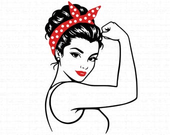 Rosie The Riveter SVG, PNG: We Can Do It, Girl Power, Strong Woman, T-Shirt Design, Cut File, Instant Download